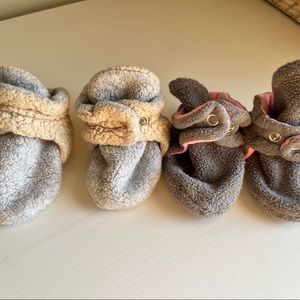 Zutano Fleece Baby Booties Grey 2 Pair - 6M and 12M